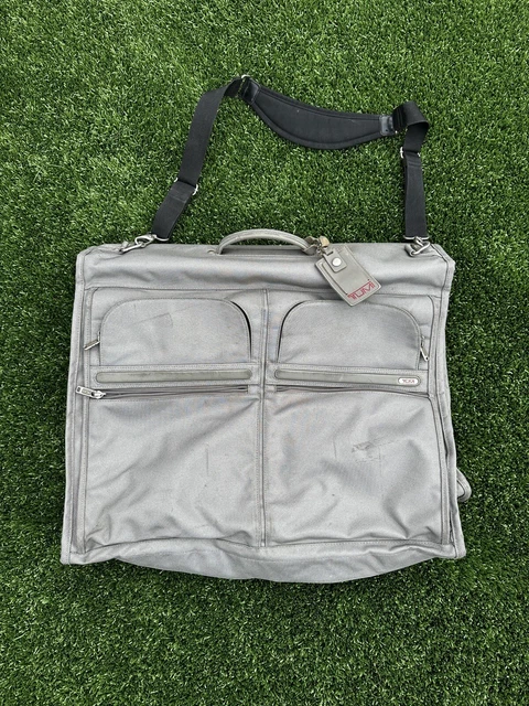 Tumi Leather Garment Bag Bifold Travel Tan Khaki Ballistic Nylon Carry On