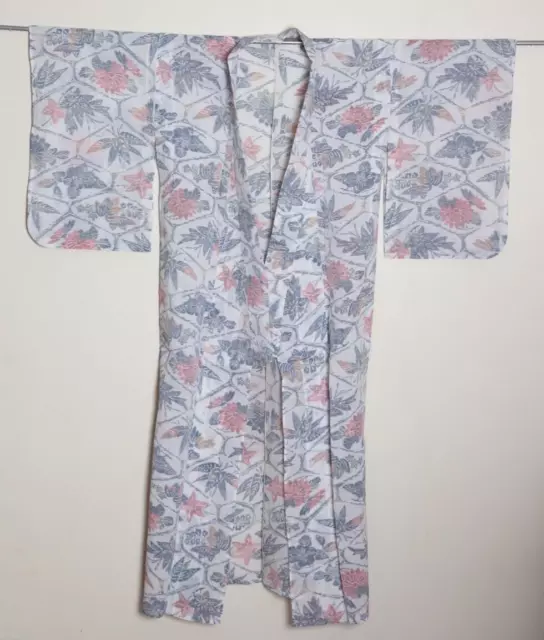 Vintage 70s Japanese Silk Kimono Floral Asian Furisode Geisha Robe Jacket