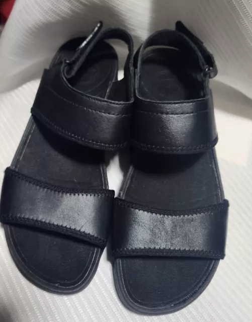 Fitflop Womens Black Sandal Wedge Platform W  Micro Wobbleboard Sz US 10 / EU 42