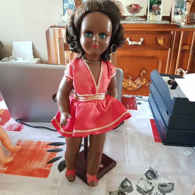 Poupée Vahine Bella 1961 Noire Yeux Dormeurs 25 Cm - Vintage