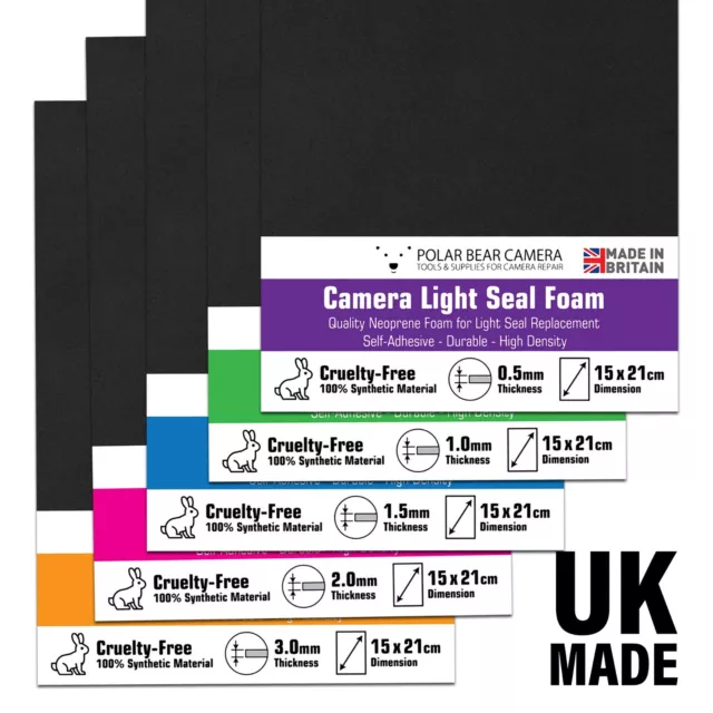 Light Seal Foam 0.5mm 1mm 1.5mm 2mm 3mm Self-Adhesive MADE IN UK