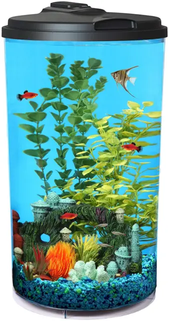 Plastic 6-Gallon Aquaview 360 Aquarium Kit for Tropical Fish, Betta Fish with LE