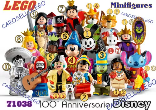 LEGO® Minif. Serie 100°Disney 71038 Maggio 2023 18 Pers.Singoli o serie completa