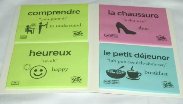 FlashSticks Language Beginner Post-it Notes - 100 words - French / Spanish. 3