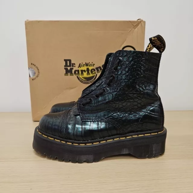 Sinclair croc embossed platform combat boot cheap