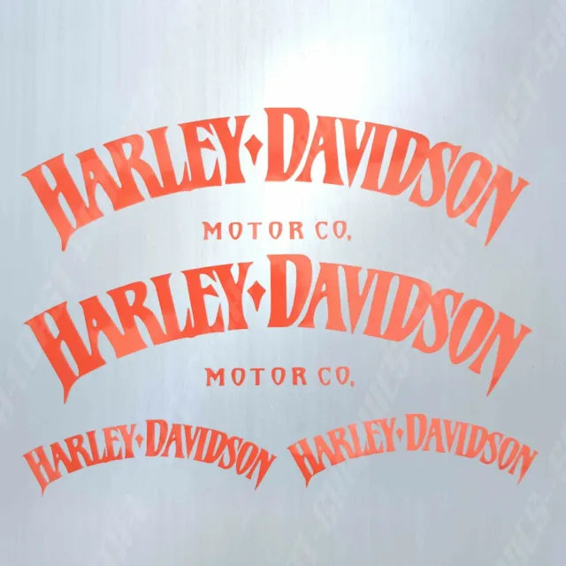 4 X HARLEY DAVIDSON Decal Set GLOSS ORANGE Motorcycle Stickers Tank Helmet