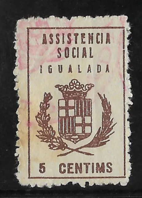 Igualada Barcelona). Edifil 49 Us. 5 Cts Castaño "Assistencia Social"