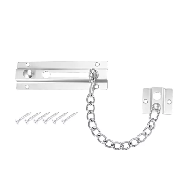 Chain Door Guard Lock Security Latch with Spring Anti-Theft Press Lock Silver