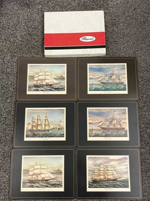 Vintage set of x6 Pimpernel Clipper/Tallships Placement Mats, Acrylic/Cork #2