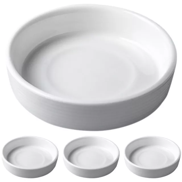 4 tazas de salsa de inmersión de cerámica plato lateral de porcelana blanca bandeja para bocadillos-QX