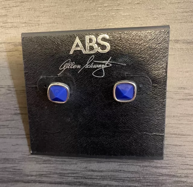 NWT ABS allen Schwartz Blue stud earrings .5" V53