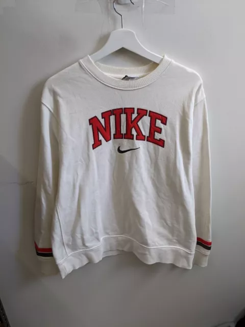 Nike Jumper Mens Large White LAB Vintage Retro Centre Swoosh Script Sweater