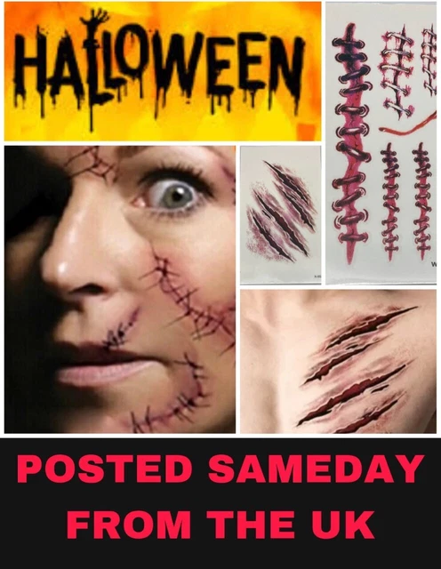 Temporary Fake Tattoos - Bloody Bullet Hole Wounds & Scars For Halloween Costume (Pack Of 2)
