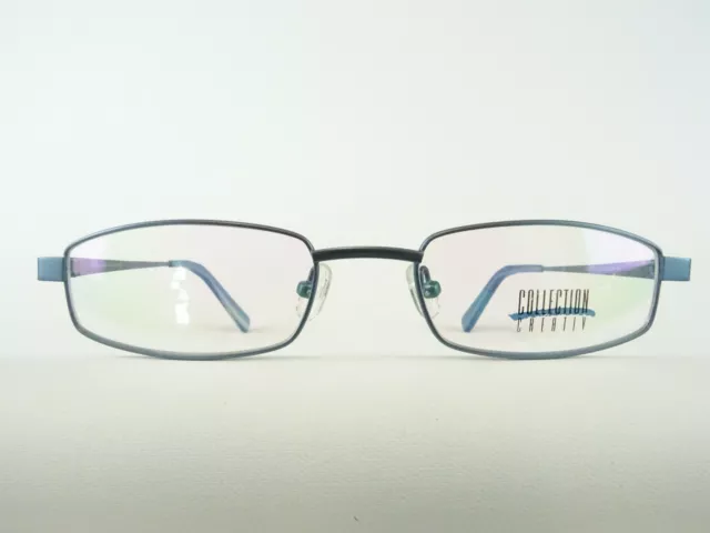 Blaue Brille Brillengestell Metallfassung Lesebrillen flache Form günstig Gr/M