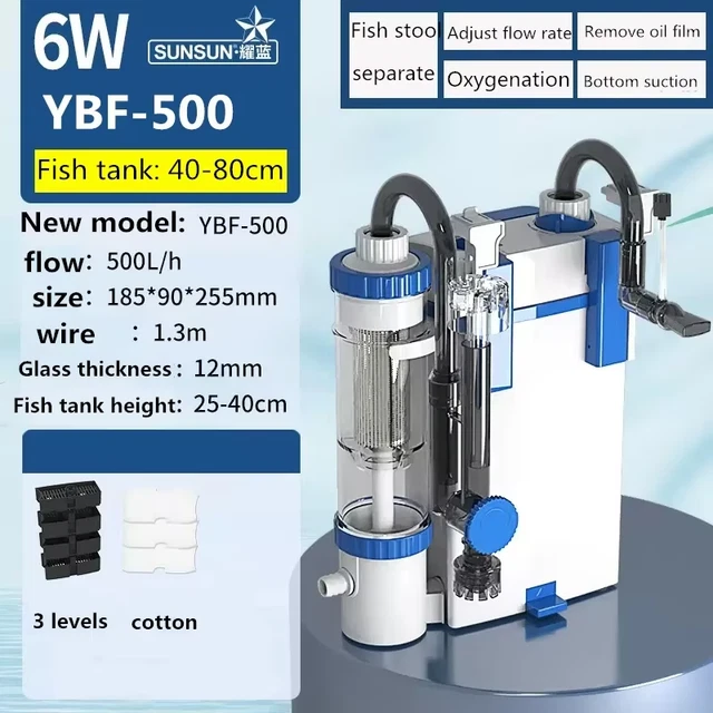 Sunsun Machine SUNSUN NEW FISH Tank Filter YBF-500 Oxygen Filtration Integrated ...