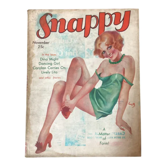 Snappy Stories November 1931 Pinup Girl Cover Spicy Pulp Interesting Art