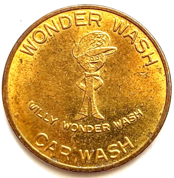 Wonder Car Wash Token Willy Wonder For Brushless Automatic Wash Brass 1.125"