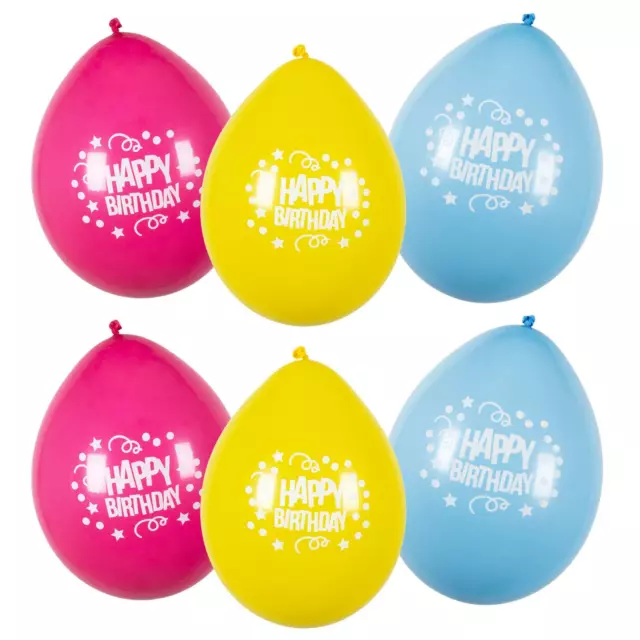 6er-Pack Happy Birthday Latex Ballons blau rosa gelb Party Dekorationen Geschenk 25 cm