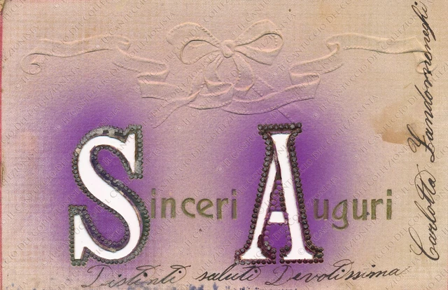 Sinceri Auguri Fiocco in RILIEVO Cartolina augurale