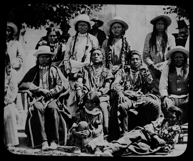 RARE Magic Lantern Slide NATIVE AMERICAN INDIANS NEW MEXICO C1900 PHOTO USA