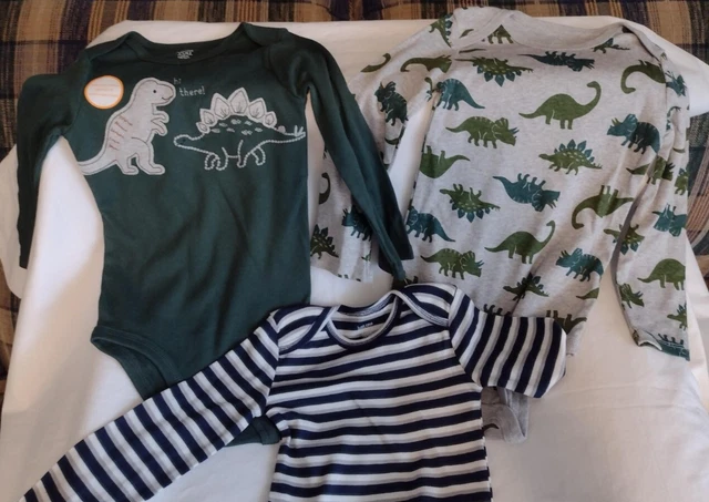 Carter’s Baby-Dinosaur 3 Piece Baby Boy 24 Month Bodysuit SET Grey /Green /Blue