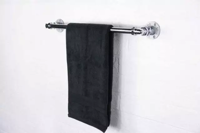 Towel Rail Rack Holder Bathroom Accessories Industrial Metal Silver Chrome Steel