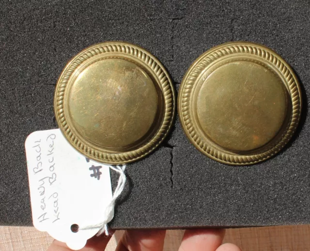 31-44 - Pair USA very early heavy 2 1/4"  lead backed rosettes LARGE BRASS