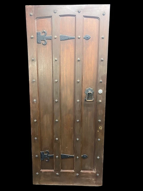 Solid Teak Front Door Old Period Antique Glass Reclaimed Wood Iron Provenance