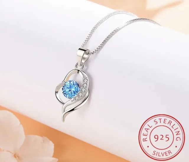 925 Sterling Silber Halskette mit Herz Anhänger Zirkonia Steine für Frauen 55 cm