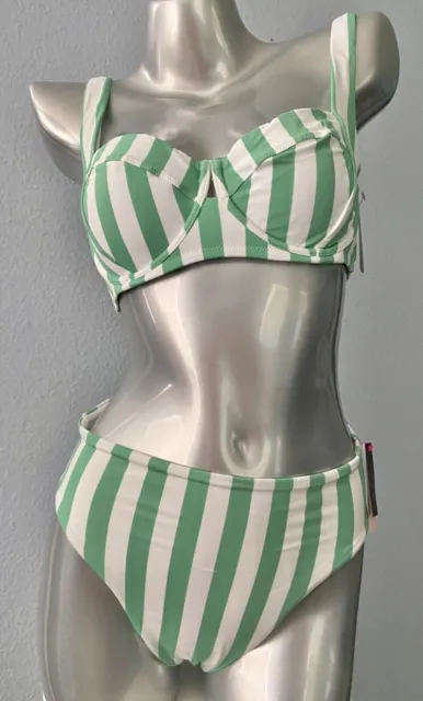 Victorias Secret Swim Bikini Set Suit Wicked Underwire Top High Bottom  36DD XL