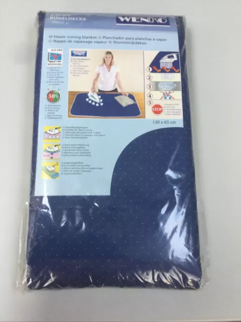 Wenko Thick Steam Reflecting Ironing Table Top Thermal Blanket (Blue) 130x65cm