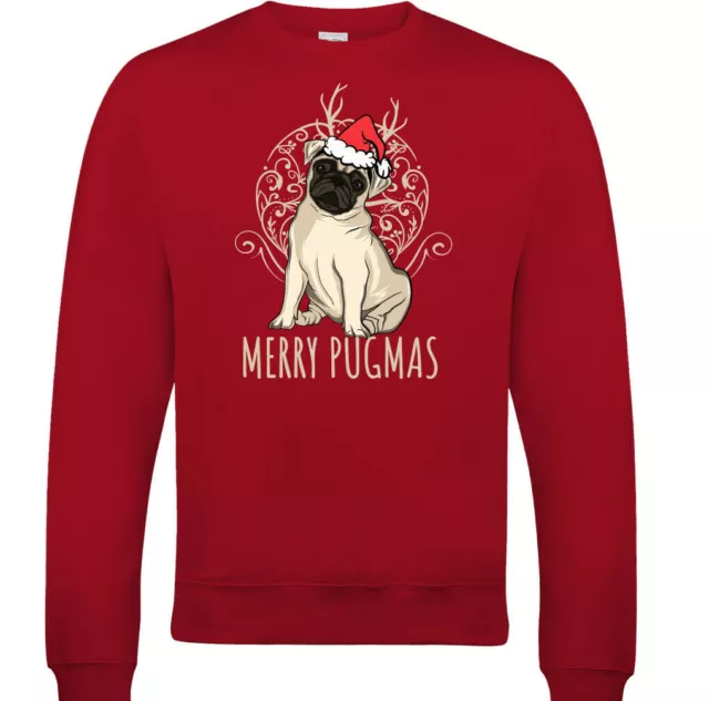 Merry Pugmas Mens Funny Christmas Sweatshirt Pug Dog Pet Puppy Xmas Secret Santa