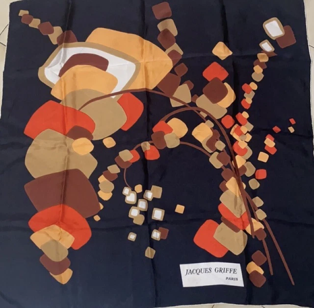 Foulard En Soie 100% Jacques Griffe - Dimensions 75 X 77 Cm - Imprimé Animal - Occasion Très Bon État