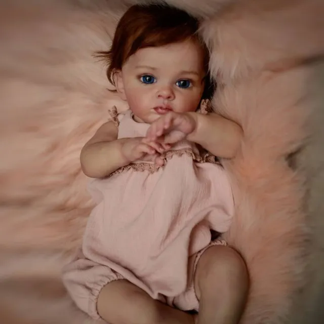 22" Full Vinyl Body Reborn Baby Doll Washable Realistic Toddler Girl Rooted Hair