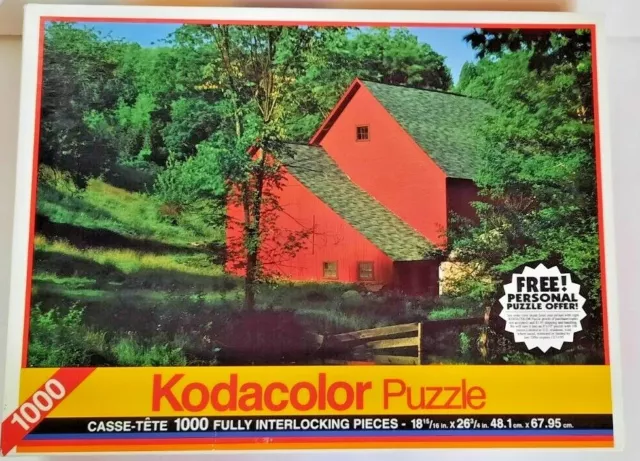 Vintage 1994 Rose Art Brand Kodacolor Vermont Red Barn 1000 Piece Puzzle Sealed