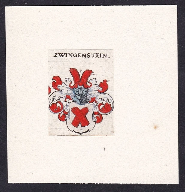 Zwingenstein Escudo Abrigo De Arms Heráldica Grabado 17. Jh