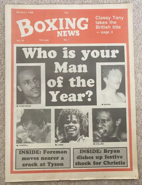 Vintage 1980s Boxing News Magazine Man Of The Year January 1st 1988 Vol.44 No.1