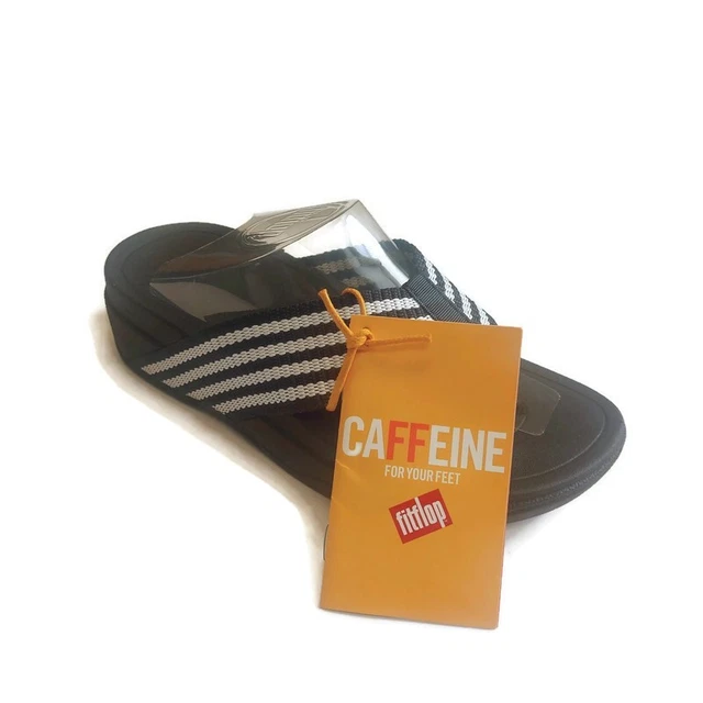 Fit Flop SURFA Slip On Woven Flip Flop Sandals Supernavy White Womens Sz 5 EU 36