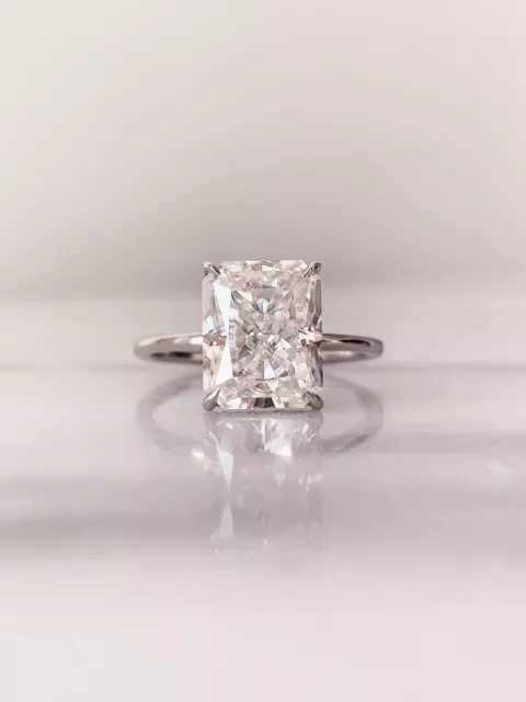 5.00 CT Colorless Radiant Cut Moissanite 925 Sterling Silver Engagement Ring