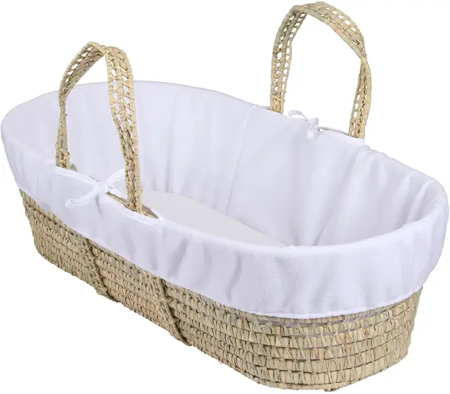 Moses Basket Clair de Lune Deline Vestidor Mimbre Blanco Bebé Llevar Recién Nacido