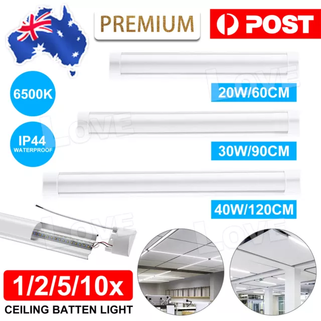 1-10Pcs LED Slim Ceiling Batten Light Daylight 60 90 120CM Coolwhite 6500K 2-4FT