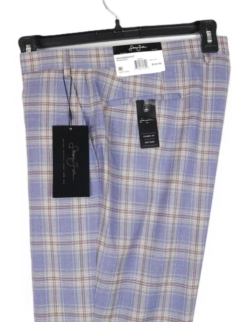 Sean John Men's Classic-Fit Stretch Suit Pants Violet Plaid 38x30 NWT