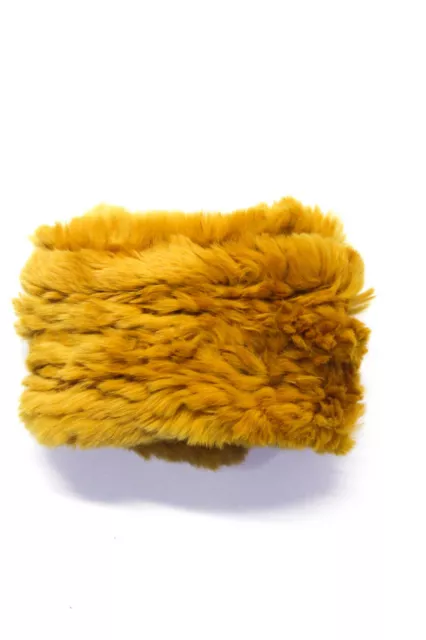 Yves Salomon Childrens Unisex Knitted Rabbit Fur Scarf Tan Pink Blue 58"