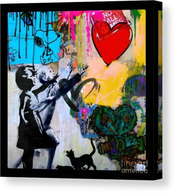 Ausstellungsstück Banksy Trouble with Balloon 60x60 cm 5 cm  Pop Art/Leinwand