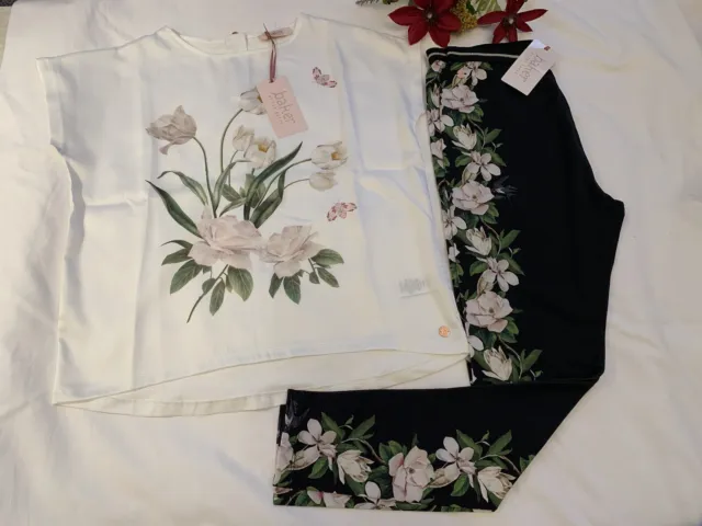 BNWT Girls Ted Baker Top & Leggings Set Floral Outfit Summer Age 12-13 Years