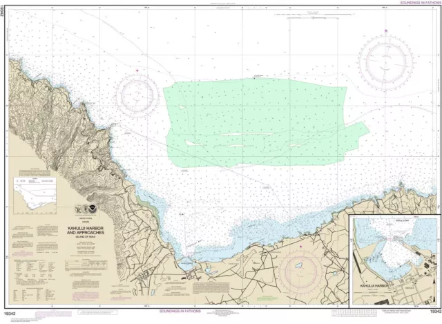 Kahului Harbor and approaches;Kahului Harbor | Waterproof NOAA Chart 19342
