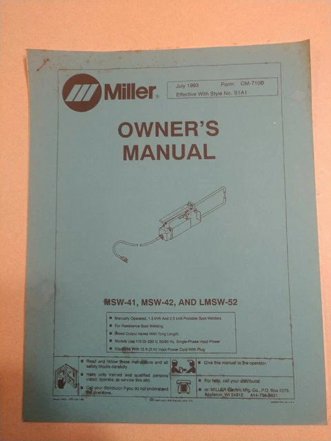 Miller Om-710b Owners Manual