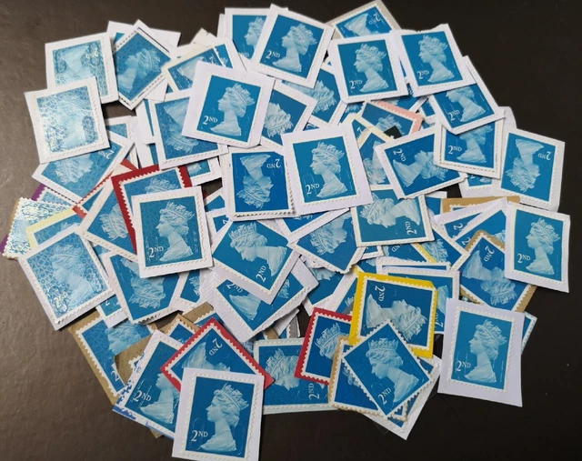 2ND CLASS STAMPS 100 UNFRANKED Standard Letter Blue ON Paper *FV £75 ...