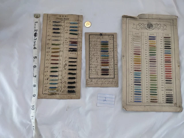 Antique vintage Art Deco 1920's carded bead sample lot seed glass others # 2