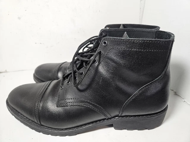 THURSDAY BOOT CO Captain sz 9.5 Black Leather Lace Up Cap  display picture 3